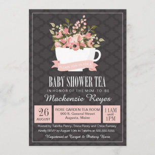 Floral Teacup Baby shower Tea Kaart