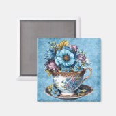 Floral Teacup Koelkast Magneet (Voorkant / Achterkant)