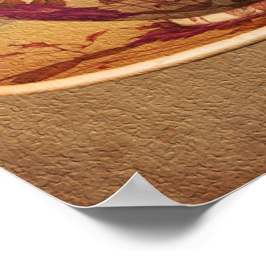 Floral Teacup on Aged Paper Art Poster (Hoek)