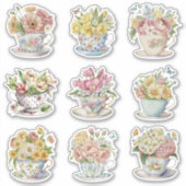 Floral Teacup Sticker (Voorkant)