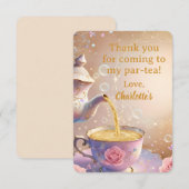 Floral Teacup & Teapot - Pastel Elegant Tea Party Bedankkaart (Voorkant / Achterkant)