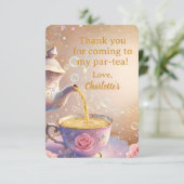 Floral Teacup & Teapot - Pastel Elegant Tea Party Bedankkaart (Staand voorkant)