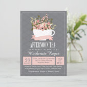 Floral Teacup vanmiddag Tea Baby of Vrijgezellenfe Kaart (Staand voorkant)