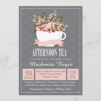 Floral Teacup vanmiddag Tea Baby of Vrijgezellenfe Kaart