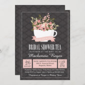 Floral Teacup Vrijgezellenfeest Tea Kaart (Voorkant / Achterkant)