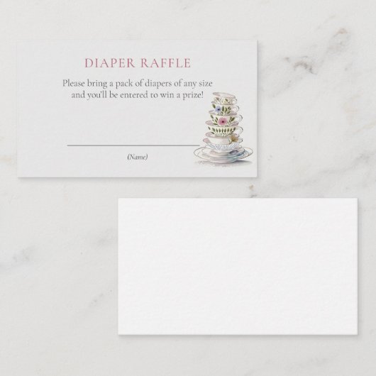 Floral Teacups Baby shower Luier Raffle Ticket Informatiekaartje (Voorkant / Achterkant)