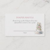 Floral Teacups Baby shower Luier Raffle Ticket Informatiekaartje (Voorkant)