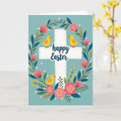 Floral Teal Bird Circle Card Kaart (Gele Bloem)