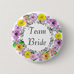Floral Team Bride Button