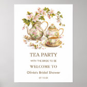 Floral TeaParty Tijd voor Tea Vrijgezellenfeest We Poster (Voorkant)