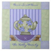 Floral Teapot Quilt Block Decorative Tegel Tegeltje (Voorkant)