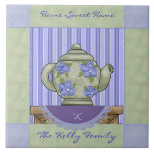 Floral Teapot Quilt Block Decorative Tegel Tegeltje