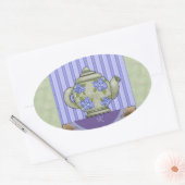 Floral Teapot Quilt Block Monogram Sticker (Envelop)