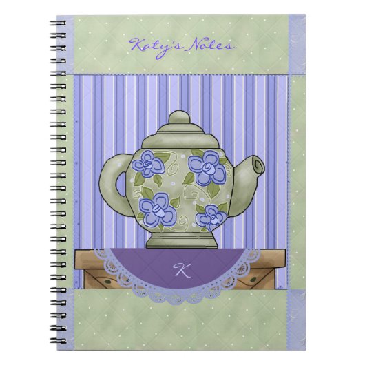 Floral Teapot Quilt Block Notebook Notitieboek (Voorkant)