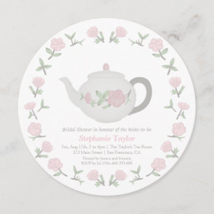 Floral Teapot Tea Party Bridal Shower Invitations Kaart