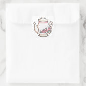 Floral Teapot Vierkante Sticker (Tas)