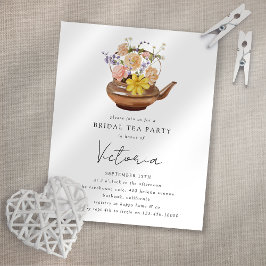 Floral Teapot Vrijgezellenfeest Tea Party Invitati