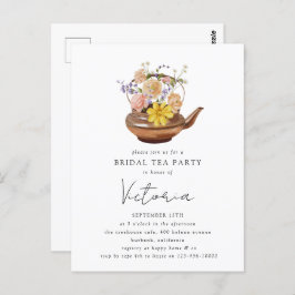 Floral Teapot Vrijgezellenfeest Tea Party Invitati Briefkaart