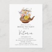 Floral Teapot Vrijgezellenfeest Tea Party Invitati Briefkaart (Voorkant)