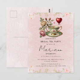 Floral Teapot Vrijgezellenfeest Tea Party Invitati Briefkaart