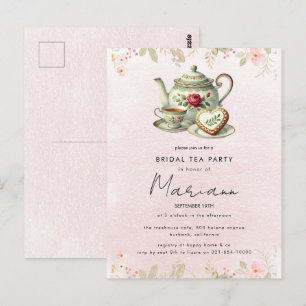 Floral Teapot Vrijgezellenfeest Tea Party Invitati Briefkaart