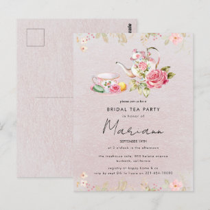 Floral Teapot Vrijgezellenfeest Tea Party Invitati Briefkaart