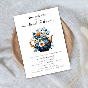 Floral Teapot Vrijgezellenfeest Tea Party Invitati Kaart