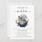 Floral Teapot Vrijgezellenfeest Tea Party Invitati Kaart (Voorkant)