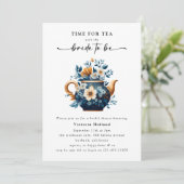 Floral Teapot Vrijgezellenfeest Tea Party Invitati Kaart (Staand voorkant)