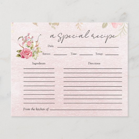 Floral Teapot Vrijgezellenfeest Tea Party Recipe K (Voorkant)