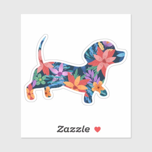 Floral teckel hond sticker (Vel)