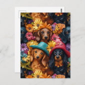 Floral Teckel Naadloos Patroon - Hondenliefhebbers Briefkaart (Voorkant / Achterkant)