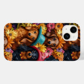 Floral Teckel Naadloos Patroon - Hondenliefhebbers Case-Mate iPhone Case (Achterkant (horizontaal))
