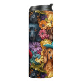 Floral Teckel Naadloos Patroon - Hondenliefhebbers Thermosbeker (Gedraaid links)