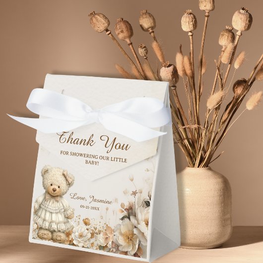 Floral Teddy Bear Baby shower gunstbox Bedankdoosjes