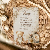 Floral Teddy Bear Het is een Boy Baby shower Kaart