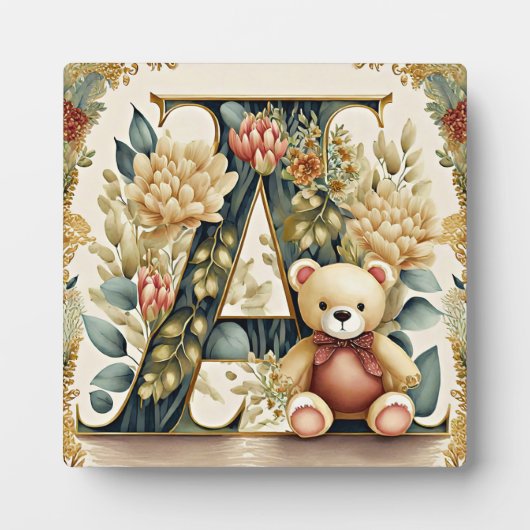 FLoral Teddy Bear letter A Fotoplaat (Voorkant)