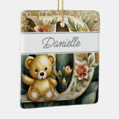 FLoral Teddy Bear letter D gepersonaliseerd Keramisch Ornament (Rechts)
