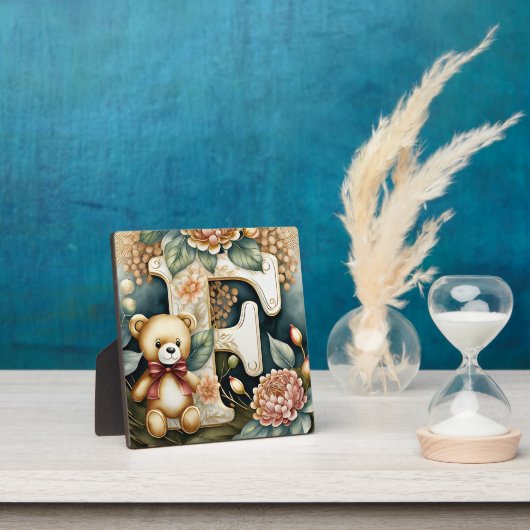 FLoral Teddy Bear letter F Fotoplaat (Insitu)