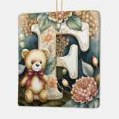 FLoral Teddy Bear letter F Keramisch Ornament (Links)