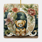 FLoral Teddy Bear letter O Keramisch Ornament (Achterkant)