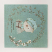 Floral Teddy Bear Pet Name Birth Announement Legpuzzel (Horizontaal)