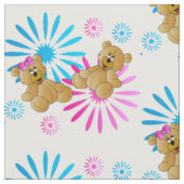 Floral Teddy Bear | Veranderbare achtergrondkleur Stof (Close Up)
