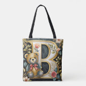 FLoral teddybeer letter B baby Tote Bag (Achterkant)
