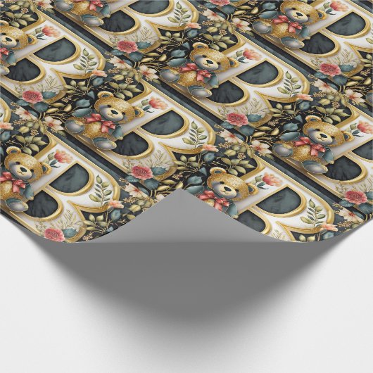 FLoral teddybeer letter B Cadeaupapier (Hoek)