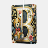 FLoral teddybeer letter B Metalen Ornament (Voorkant links)