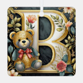 FLoral teddybeer letter B Metalen Ornament (Achterkant)