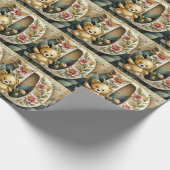 FLoral teddybeer letter D Cadeaupapier (Hoek)