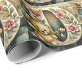 FLoral teddybeer letter D Cadeaupapier (Rol Hoek)