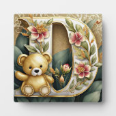 FLoral teddybeer letter D Fotoplaat (Voorkant)